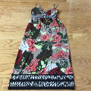8 Roz & Ali Floral Maxi Dress with Zebra Print Straps